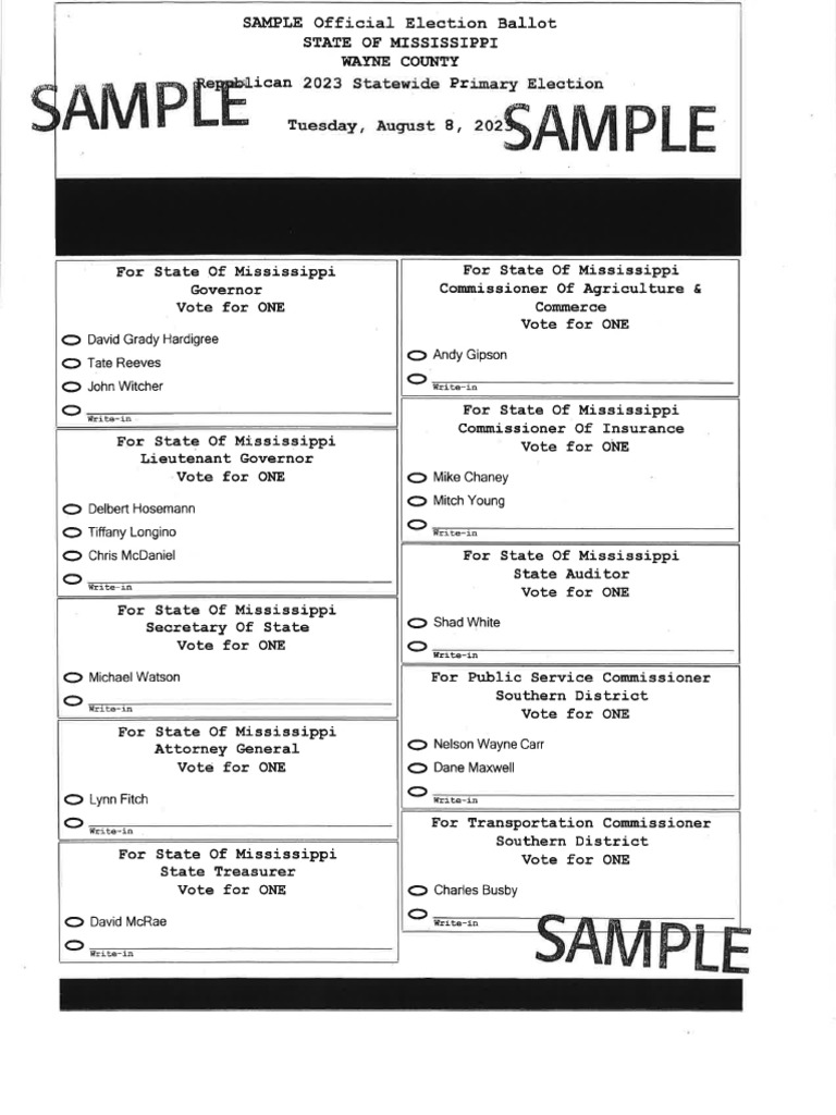 Wayne County Republican Sample Ballot PDF