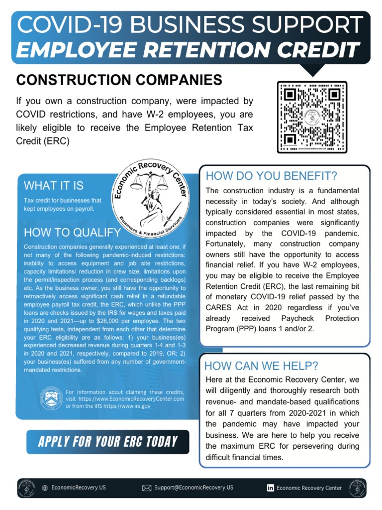 Construction ERC PDF Irs Tax Forms Payroll Tax