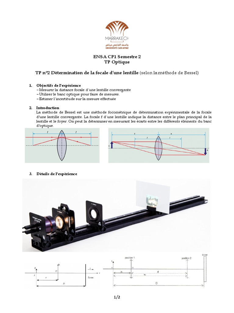 Méthode de Bessel pour la focale d'une lentille PDF Optique Atomique — free download