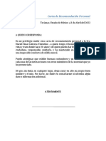 Formato Carta de Recomendación