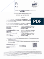 Certificado de Producto Tablero Medidores.