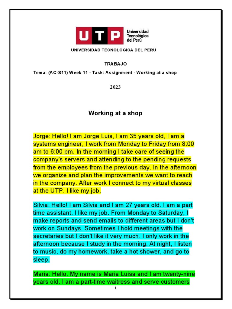Working at a Shop: Job Experiences | PDF
