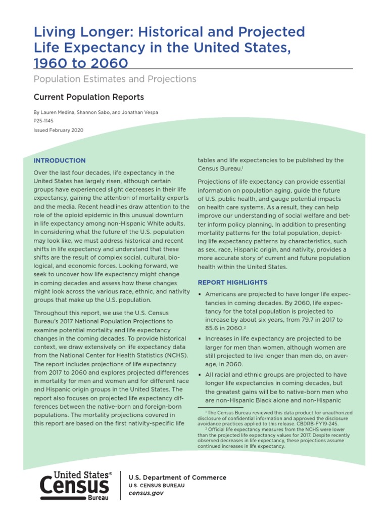 U.S. Life Expectancy Trends 1960-2060 | PDF | Race And Ethnicity In The ...