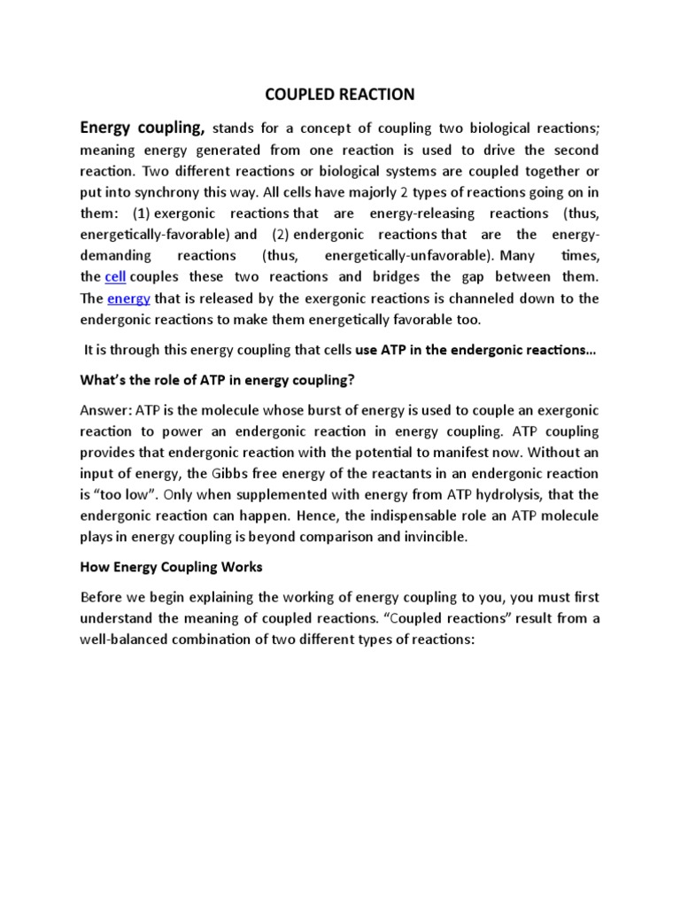 Energy Coupling 1 PDF Cellular Respiration Metabolism