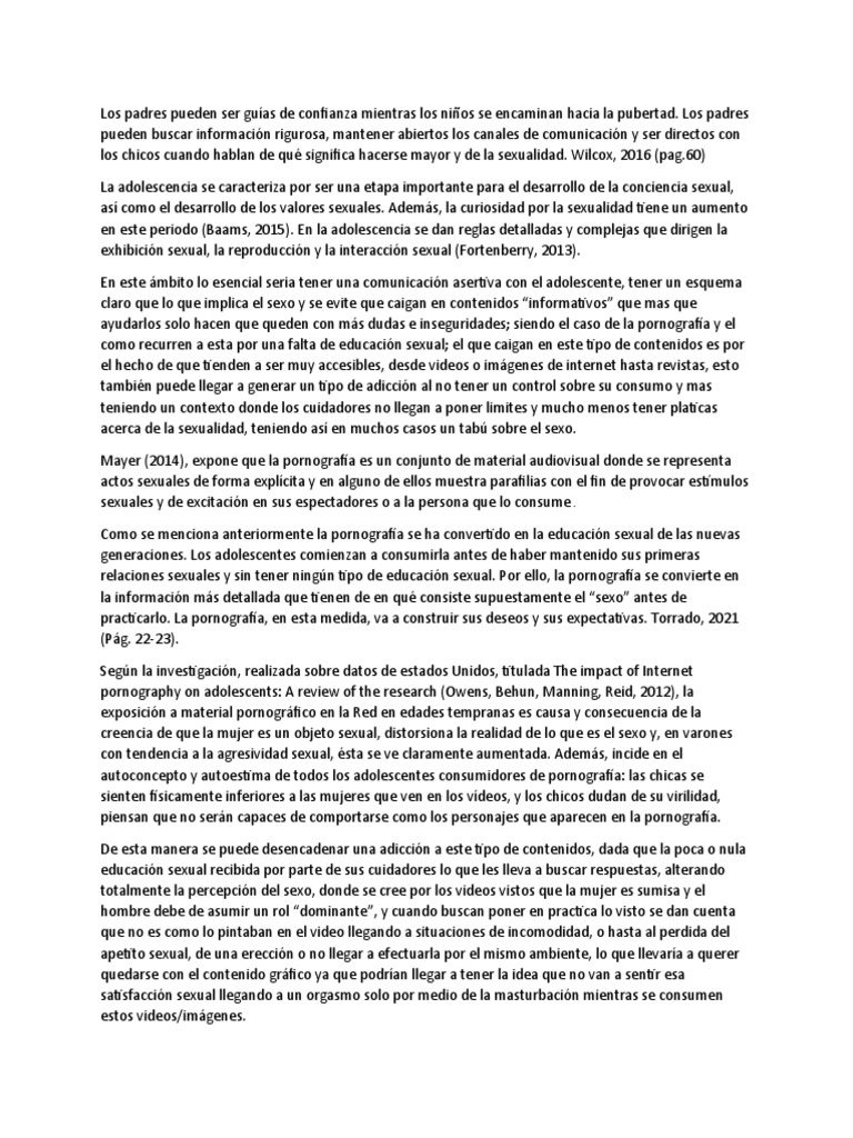 Pornografia en La Adolescencia | PDF