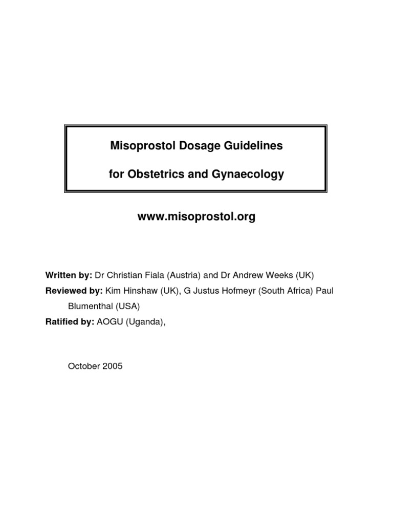 Dosage Misoprostol Guidelines Miscarriage Childbirth