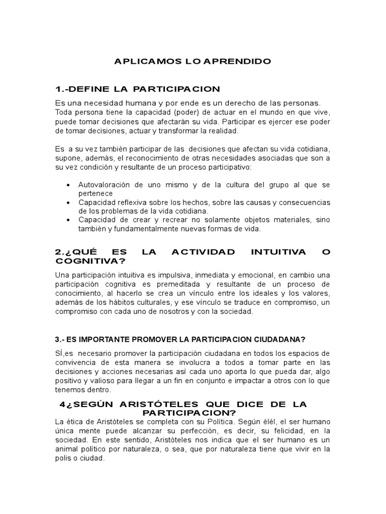 Definición y Importancia de la Participación | PDF | Ciencias sociales