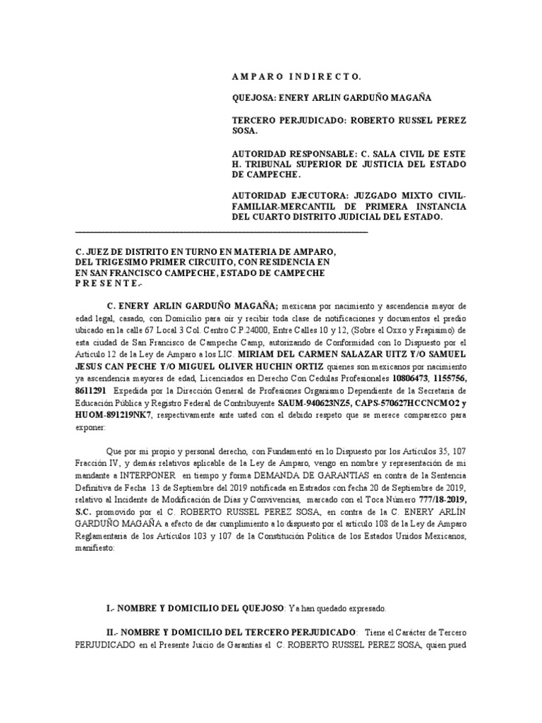 Amparo Indirecto Enery Arlin | PDF | Caso de ley | Sentencia (ley)