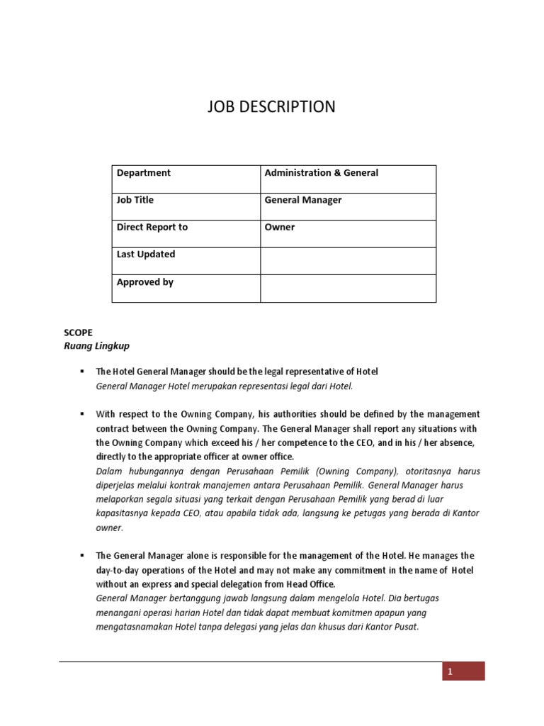 Tugas dan Tanggung Jawab General Manager | PDF | Pengelolaan Keuangan ...