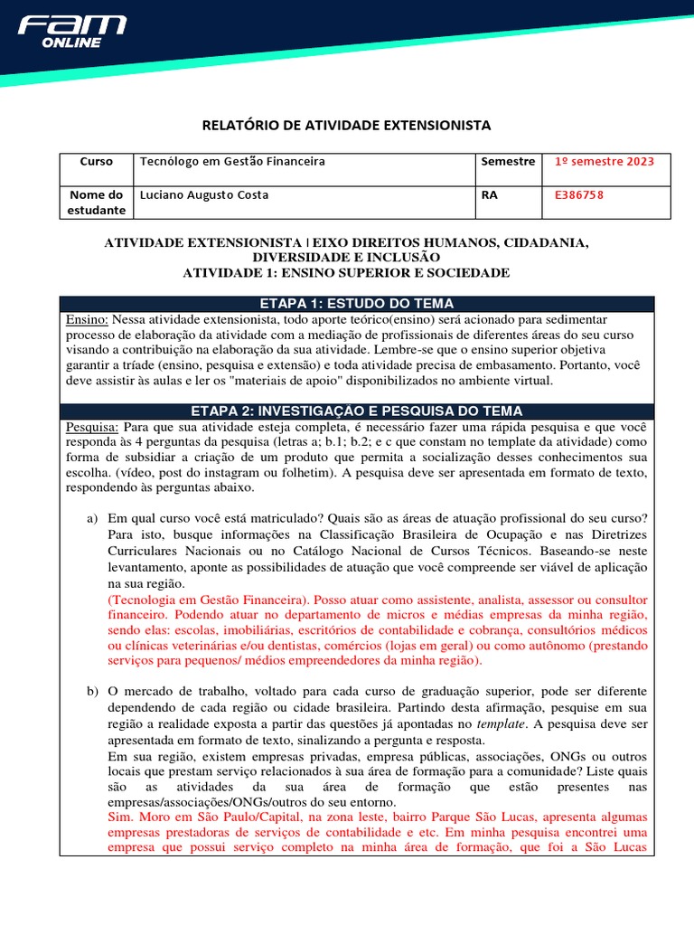 Atividade Extensionista em Gestão Financeira | PDF | Contabilidade ...