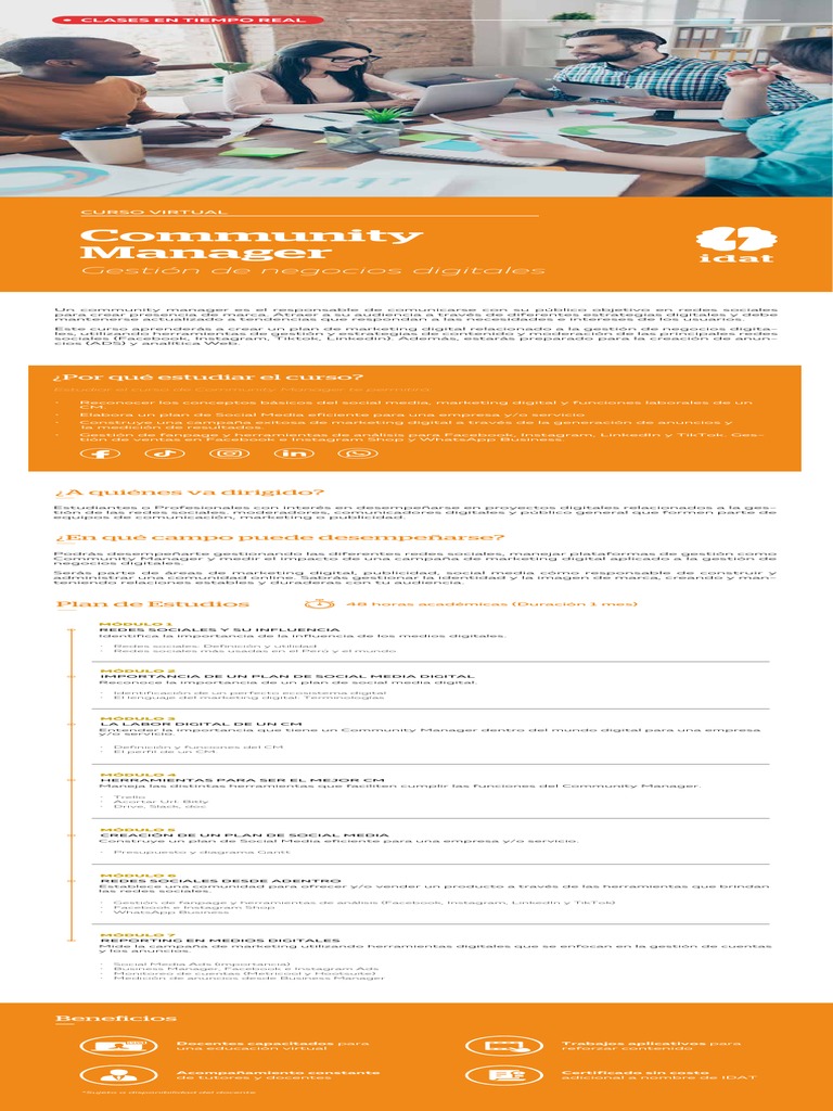 Brochure Curso Community Manager Pdf Marketing Business