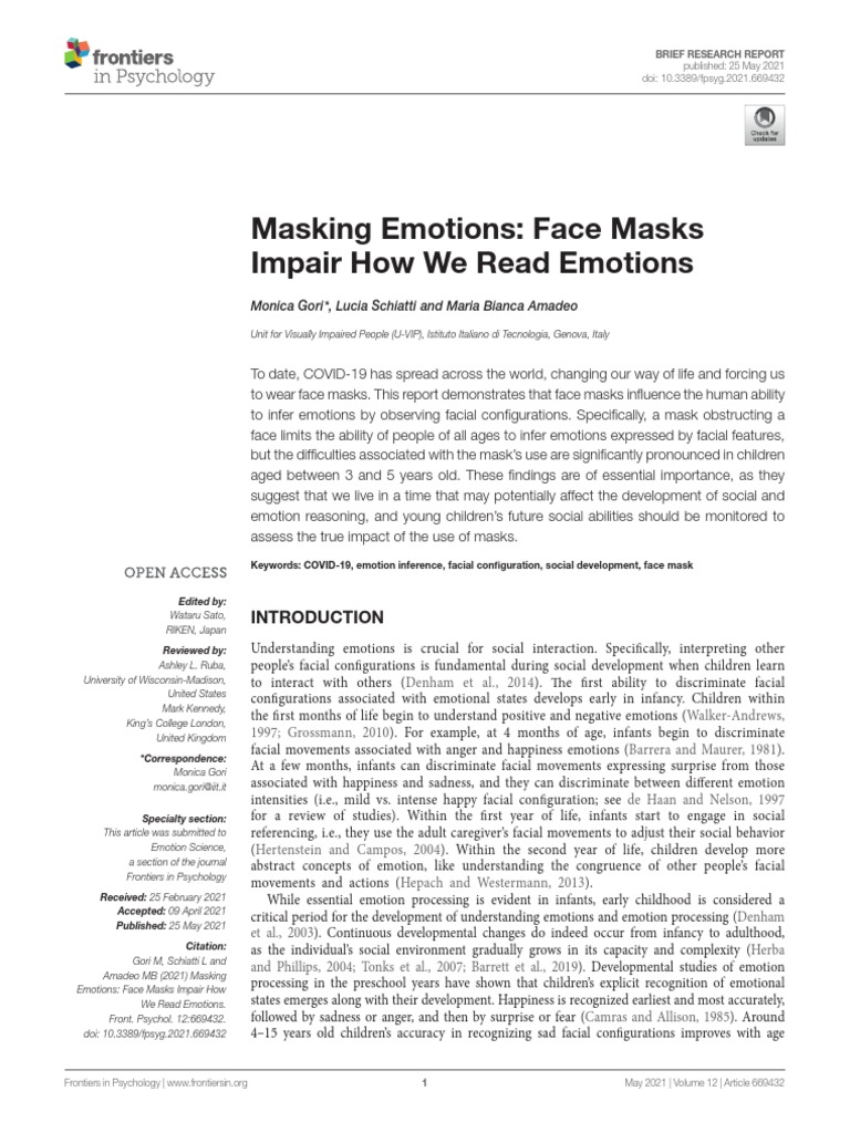 GORI Masking Emotions Face Masks Impair How We Read Emotions PDF
