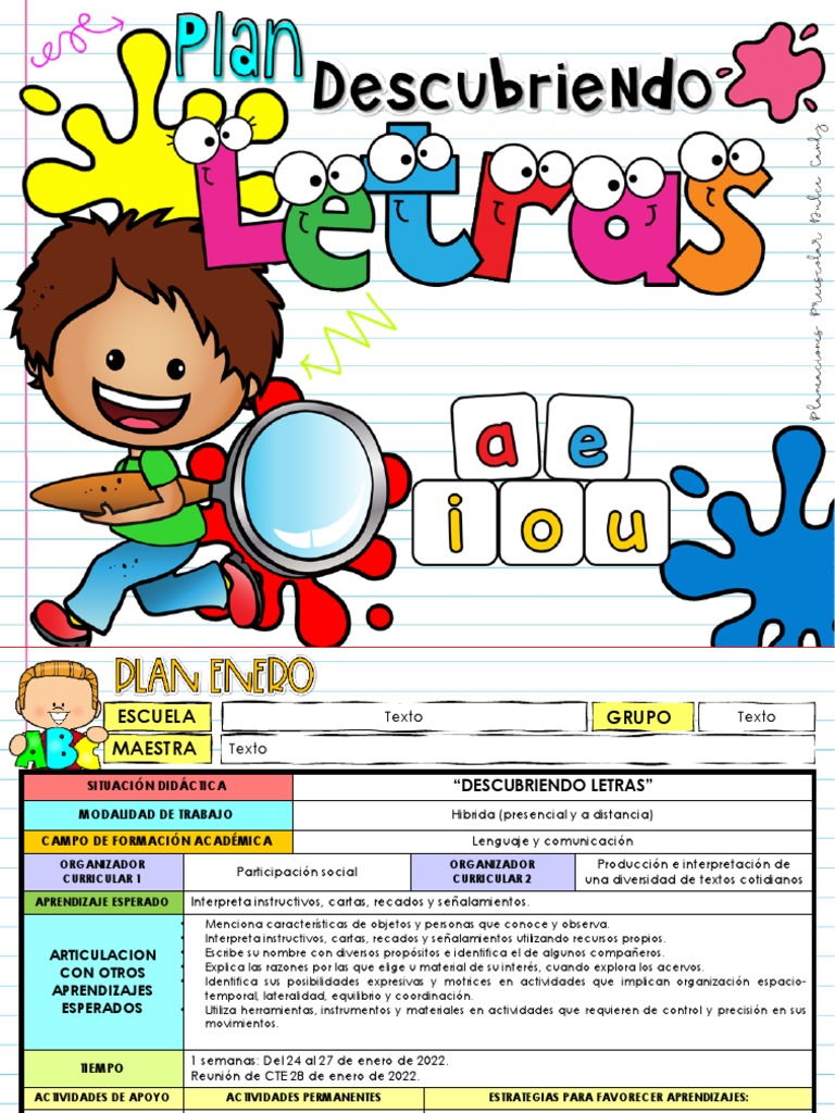 Actividades para Descubrir Letras | PDF | Evaluación | Salón de clases