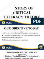 History of Critical Literacy Theory JC