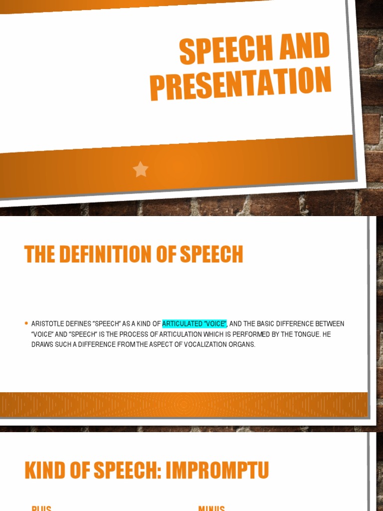 speech and presentation definition