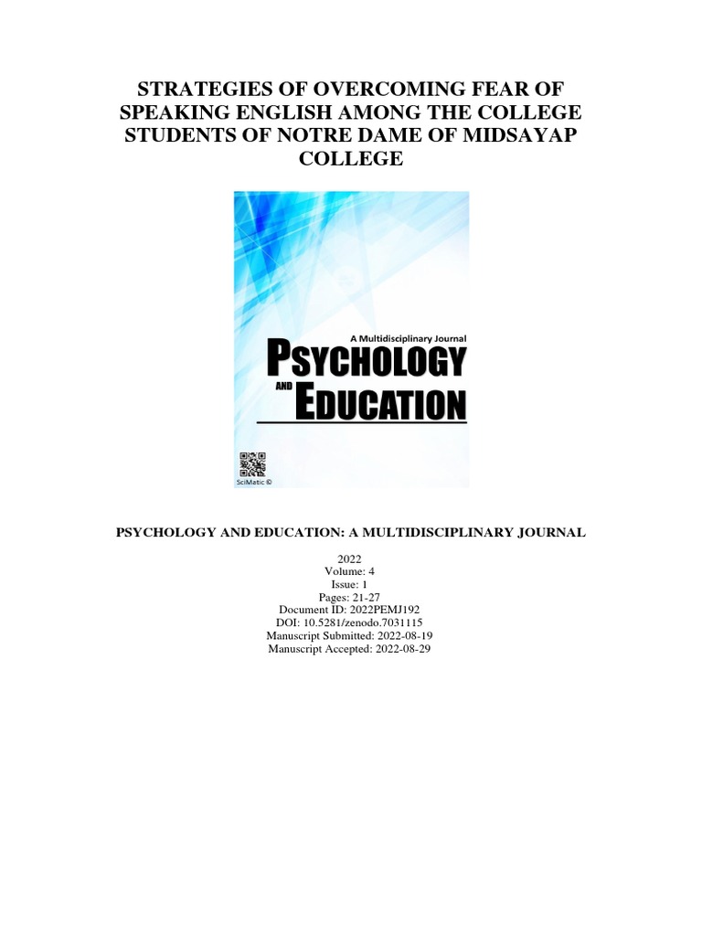 Overcoming English Speaking Fear in Students | PDF | Career & Growth ...