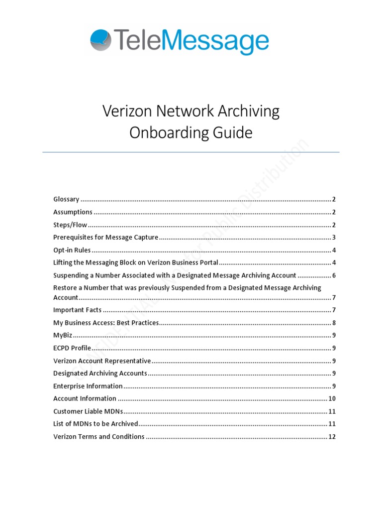 Verizon Onboarding User Guide | PDF