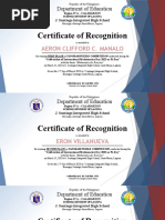 Certificate of Recognition Math Club