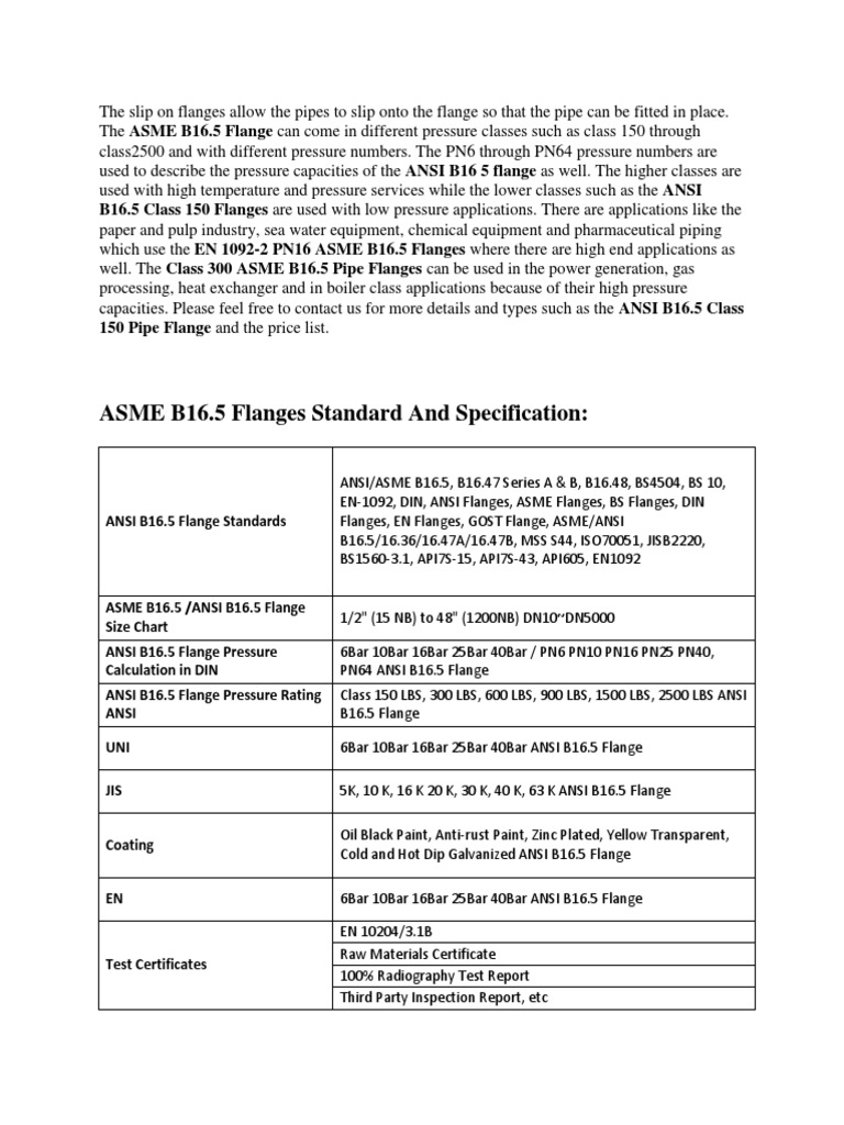 Asme b16 5 Standard Pipe Flanges | PDF