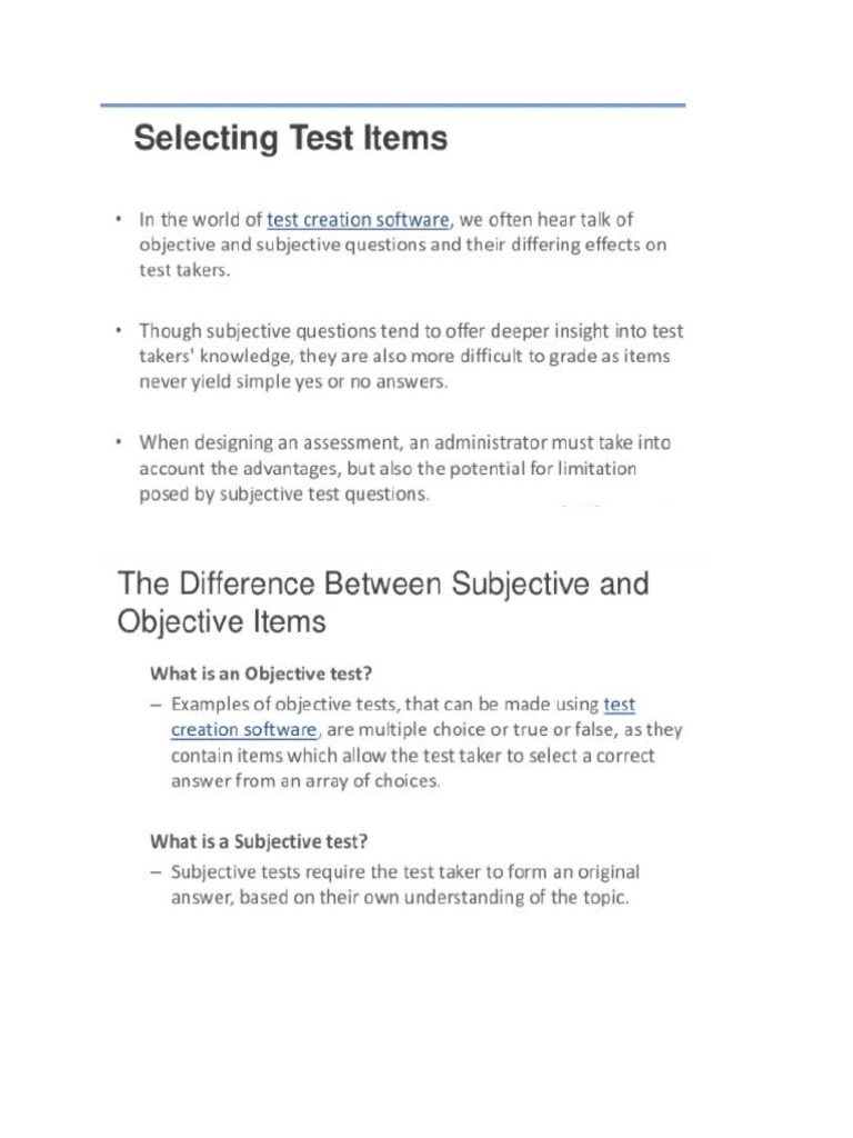 Advantages and Disadvantages of Different Types of Test Questions PDF