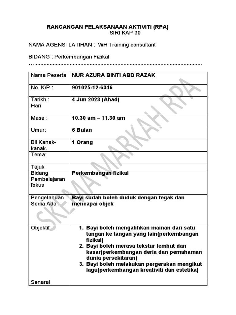 Rpa Fizikal - Nur Azura | PDF