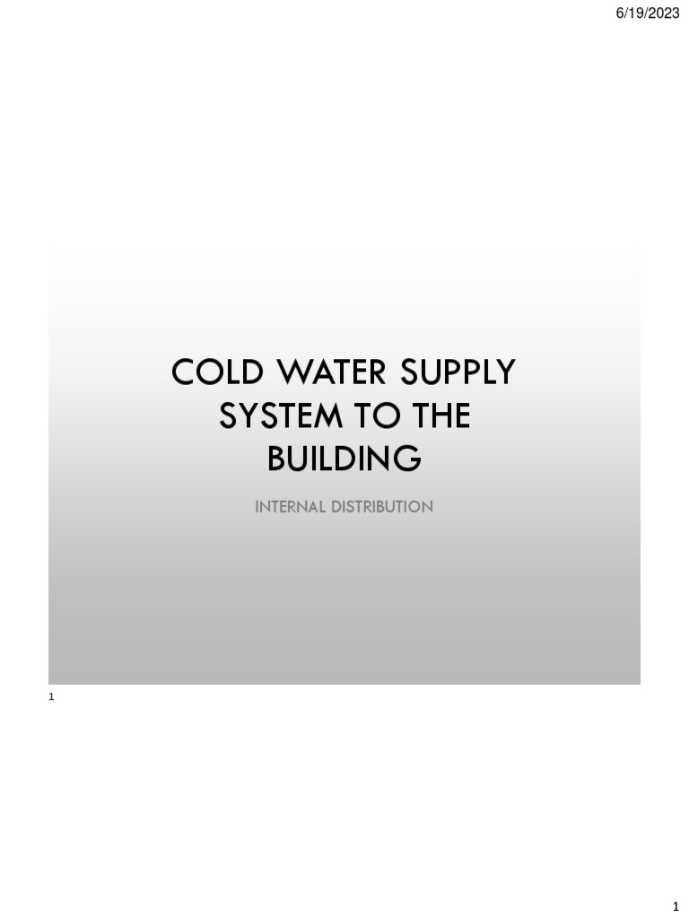 3rd Cold Water Supply System To The Building PDF Tap (Valve) Plumbing