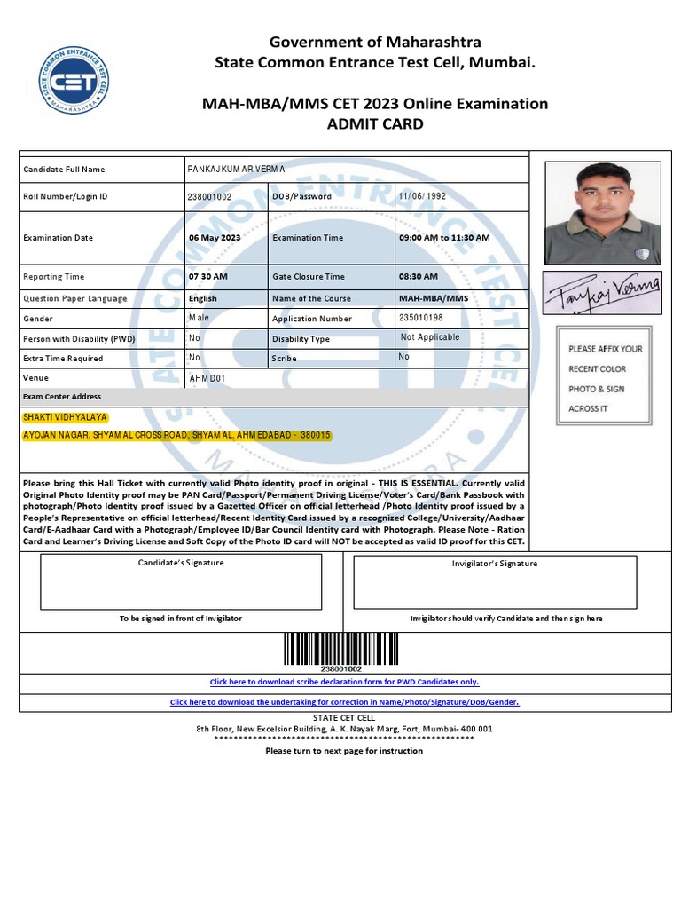 Government of Maharashtra State Common Entrance Test Cell, Mumbai. MAHMBA/MMS CET 2023 Online