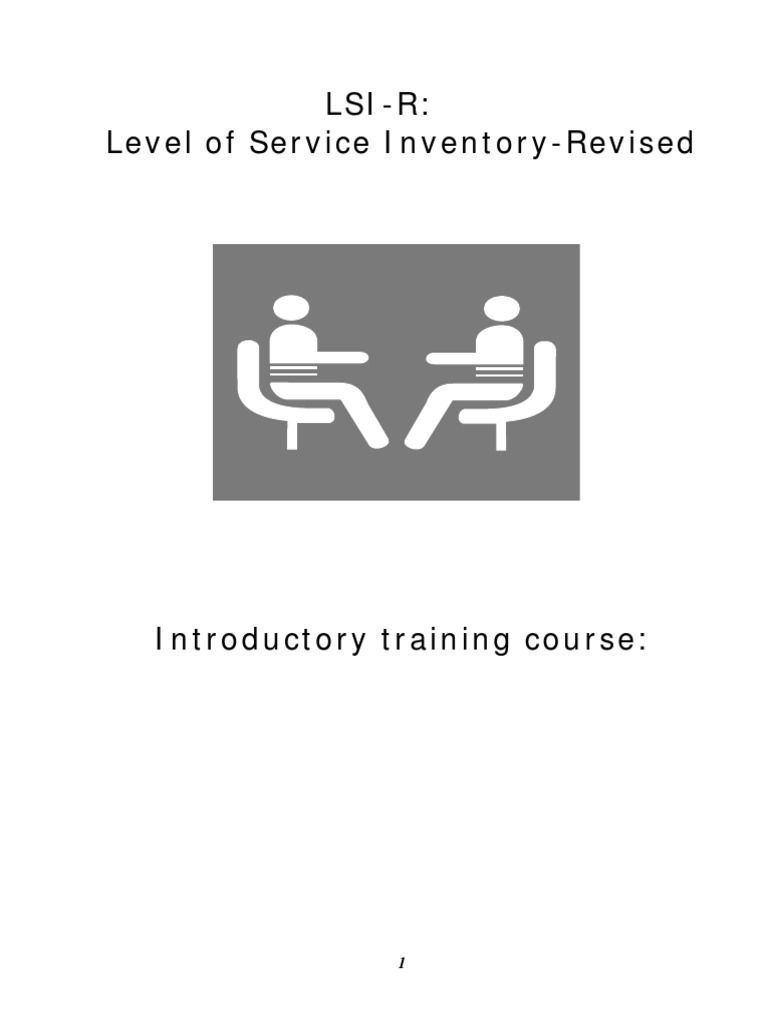 LSI-R Training Participant Manual | PDF | Career & Growth | Wellness