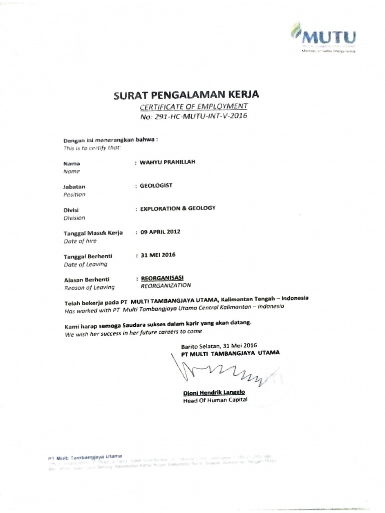 Surat Pengalaman | PDF