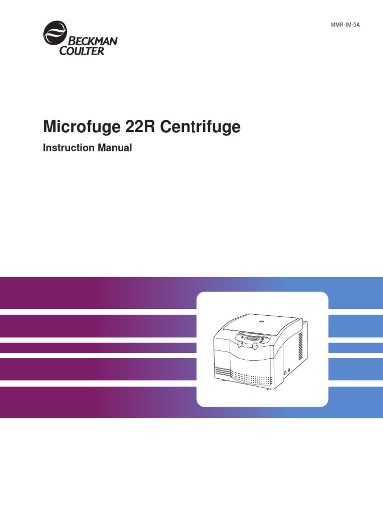 Beckman Coulter Microfuge 22R Centrifuge Manual PDF Centrifugation