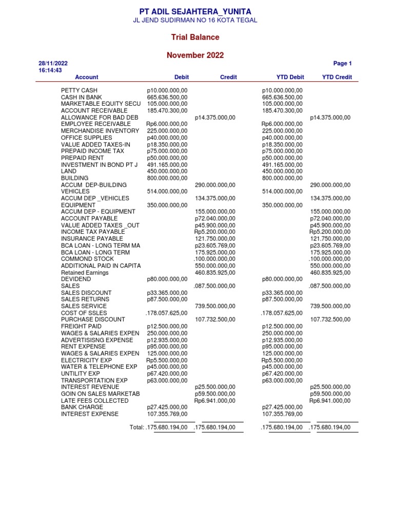 Trial Balance PDF