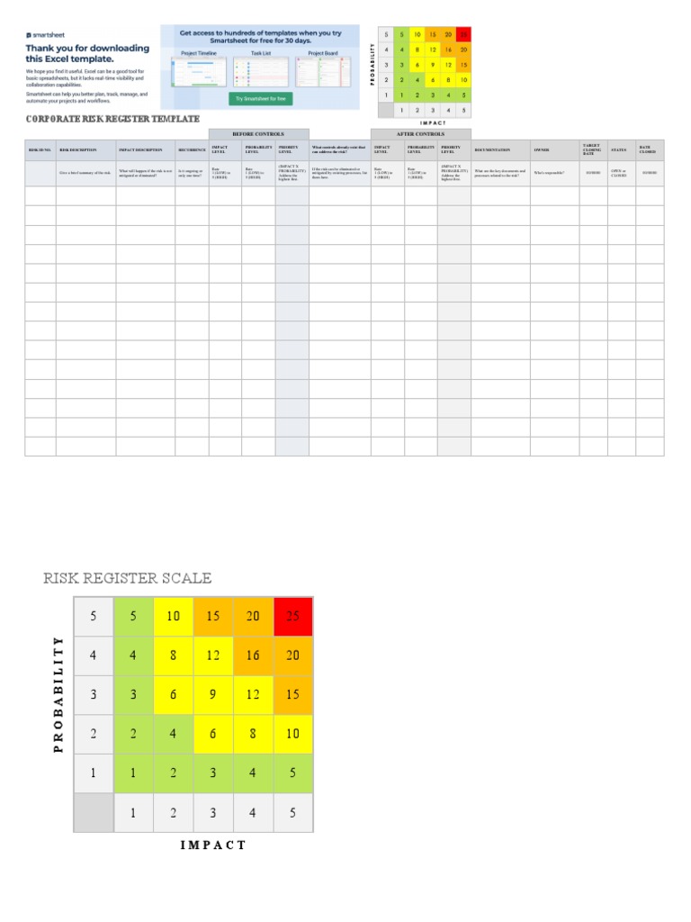Corporate Risk Register Template | PDF | Risk