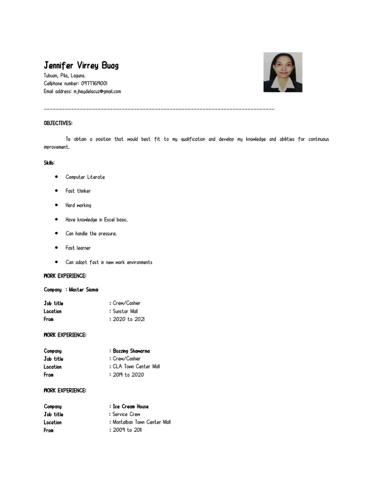 Jennifer Resume | PDF | Career & Growth