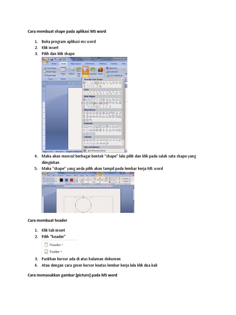 Cara Membuat Shapes di MS Word | PDF