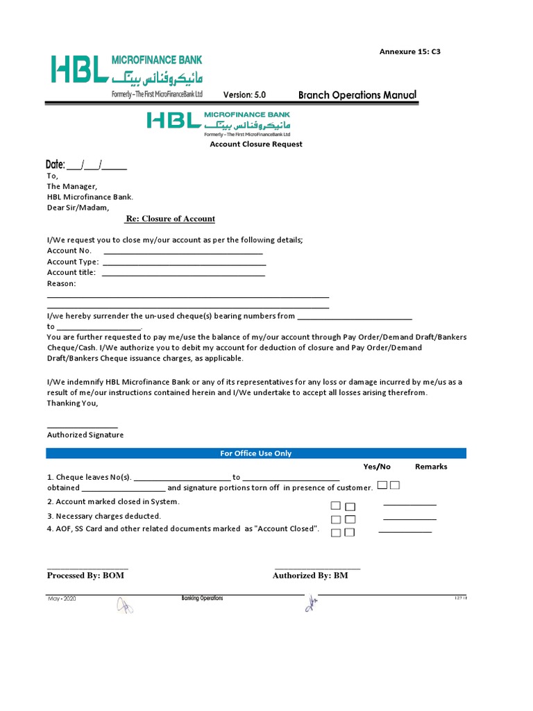 Account Closure Request Form | PDF