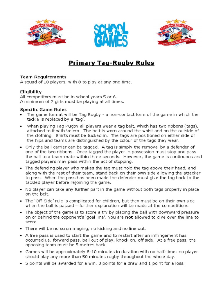 Primary Tag Rugby Rules | PDF