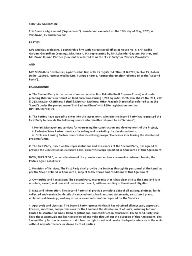 Agrrement Format | PDF | License | Business Law