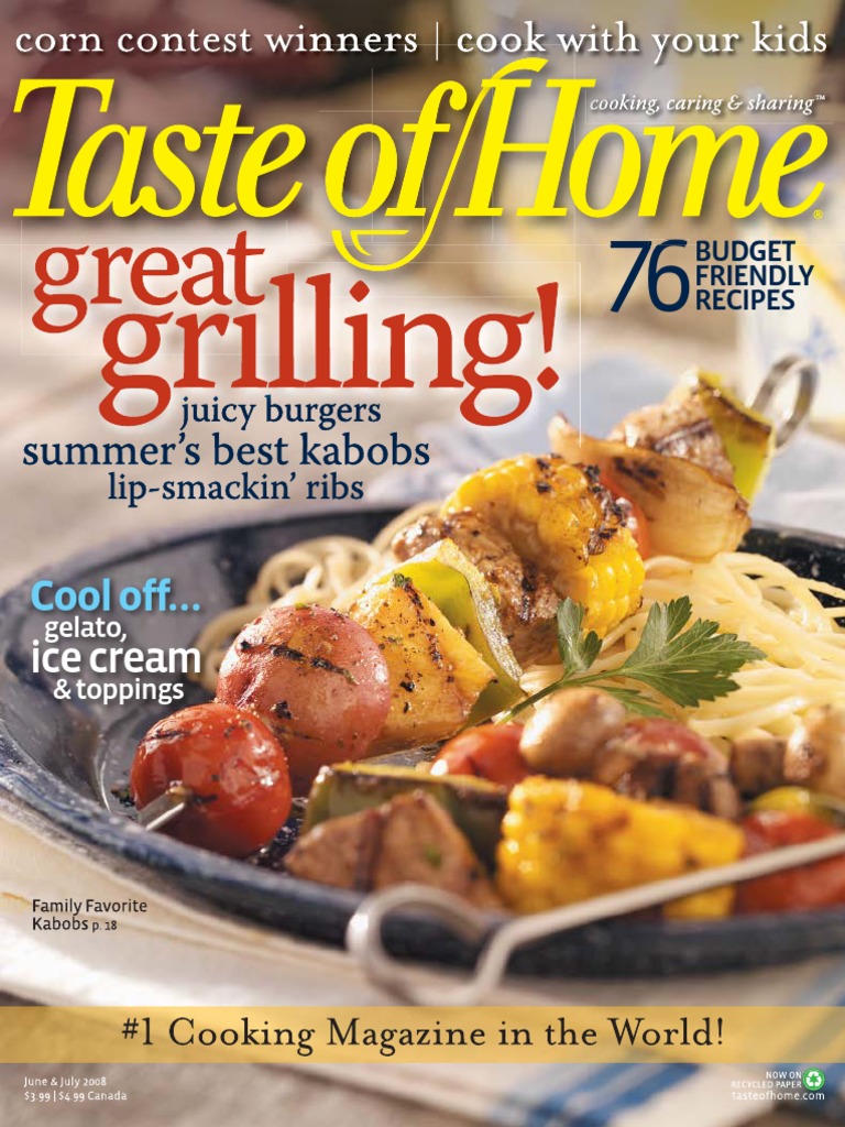 Taste of Home Magazine June 2008 SHL Team PDF Salad Ice Cream