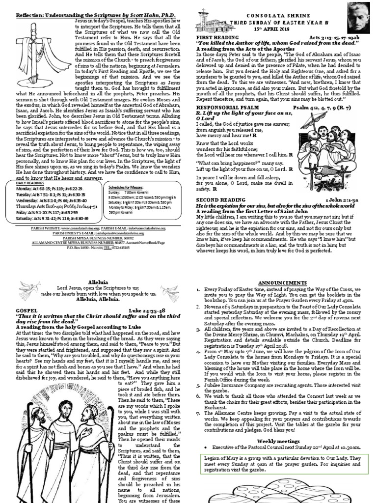 3rd Sunday Of Easter Year B Pdf Jesus Saint Peter