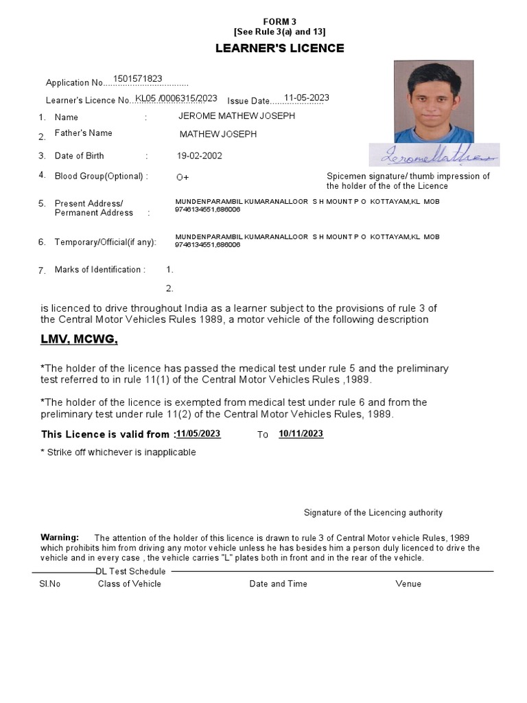 Learner's Licence Guidelines and Rules | PDF | Vehicles | Transport