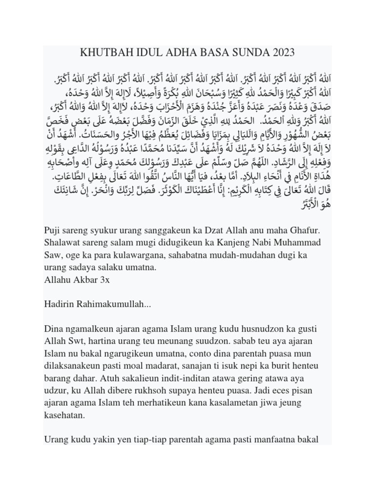 Khutbah Idul Adha Basa Sunda 2023 PDF