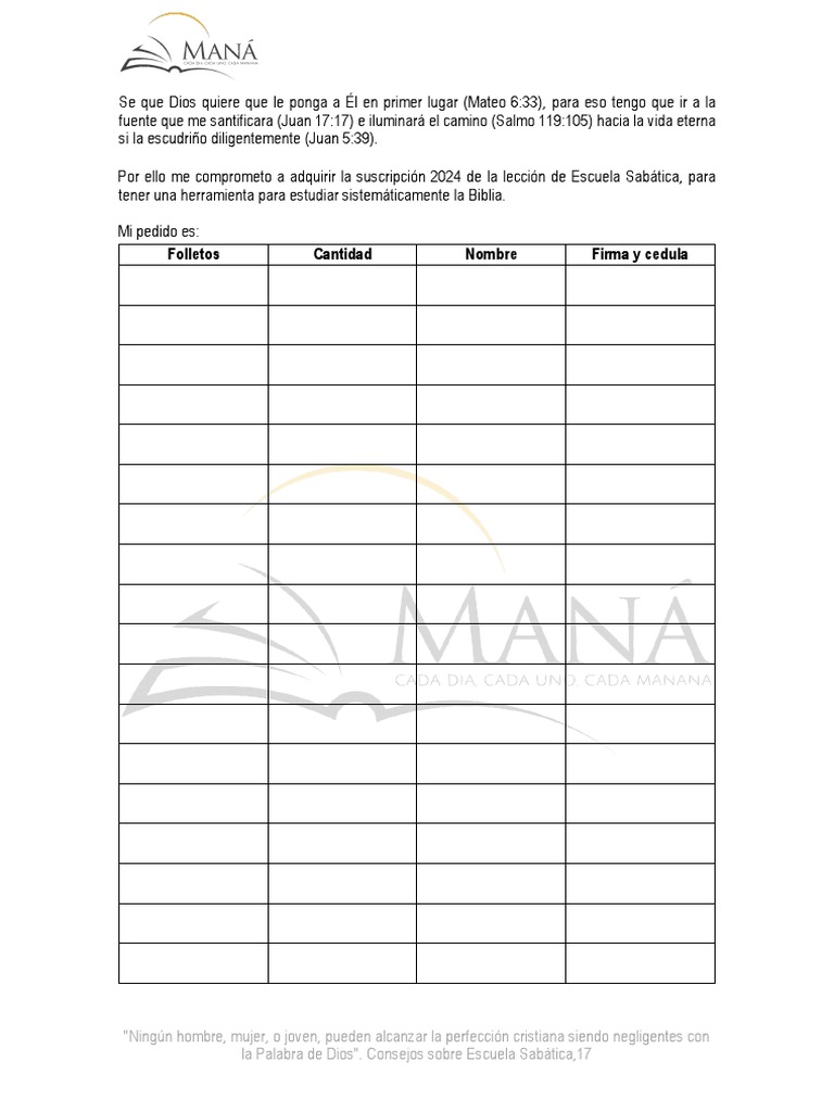 Maná 2024 PDF de suscripción 2024 PDF