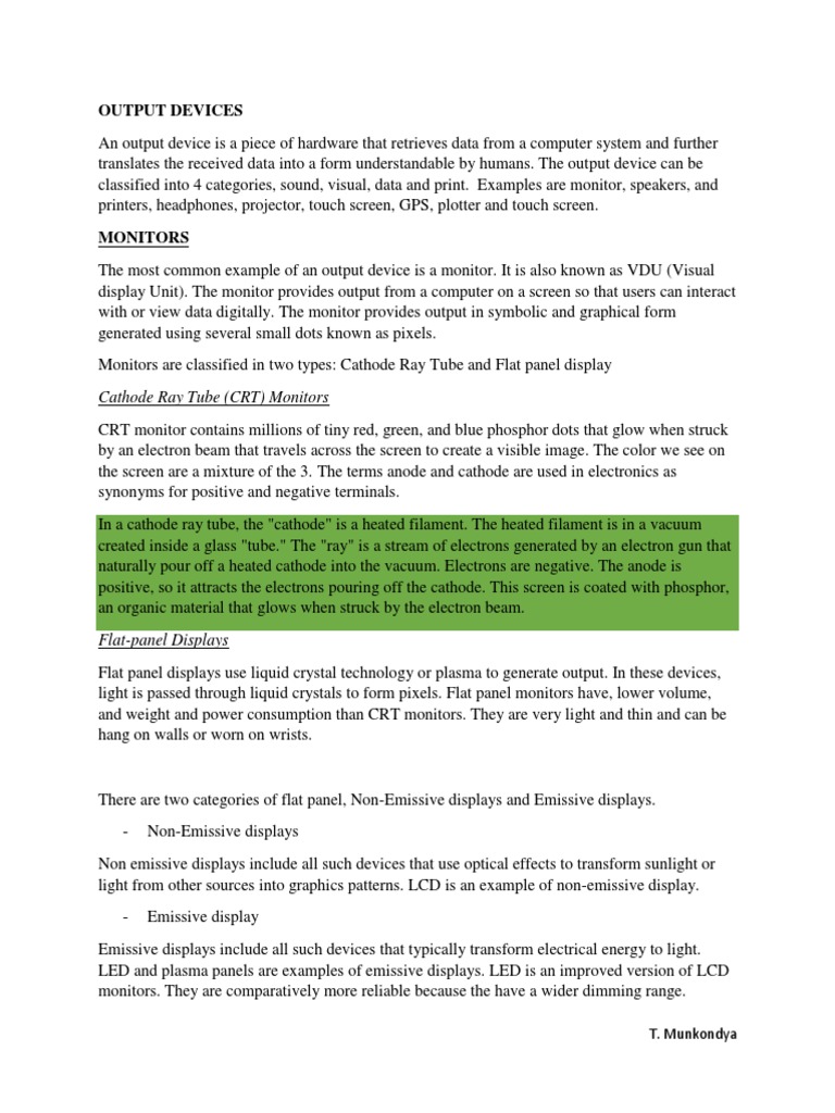 Differences Between Monitors and Printers | PDF | Printer (Computing ...