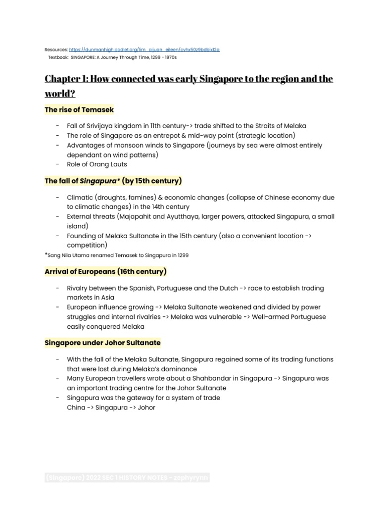(Singapore) 2022 Secondary 1 History Notes | PDF | Singapore | World ...