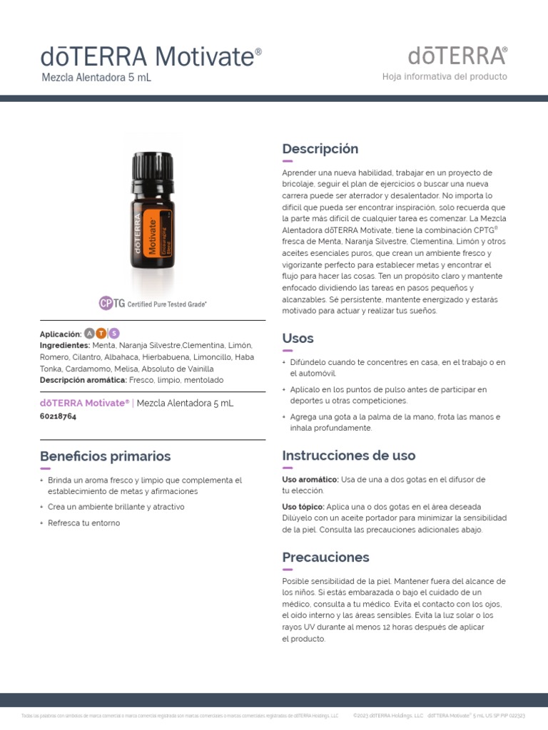 Aceite de Doterra Motivate | PDF