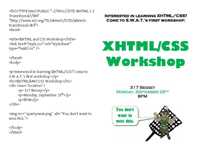 XHTML/CSS Workshop on September 26 | PDF