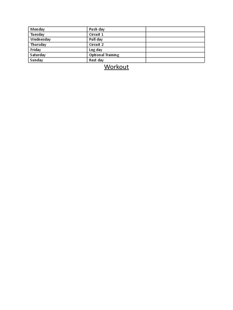 Weekly Workout Plan Overview | PDF