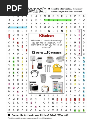 Hojas De Trabajo Imprimibles De Sopa De Letras De Cocina 970x600