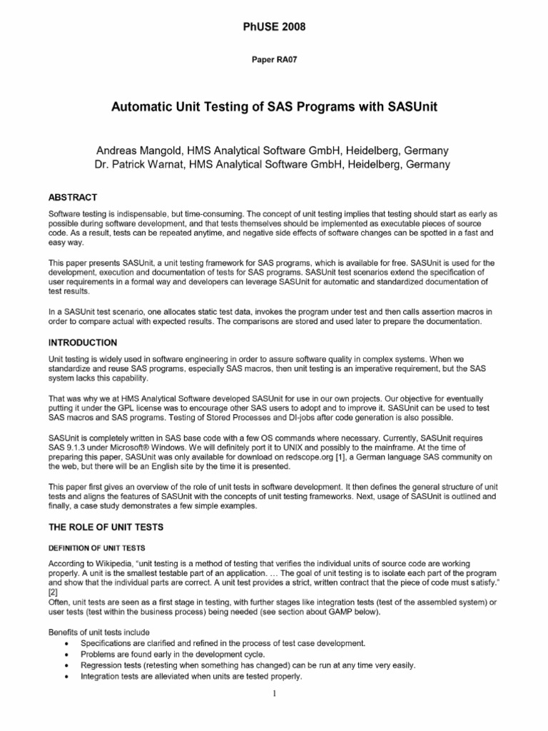 sas unit | PDF