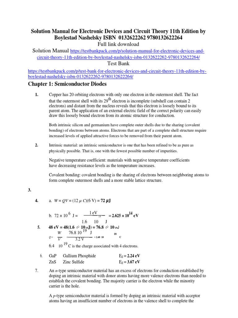 Solution Manual For Electronic Devices and Circuit Theory 11th Edition